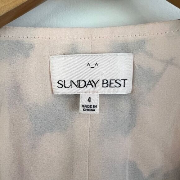 Sunday Best Aritzia 4 Light Pink Blue Floral Open Back Mini Dress V Neck Summer - Picture 7 of 13